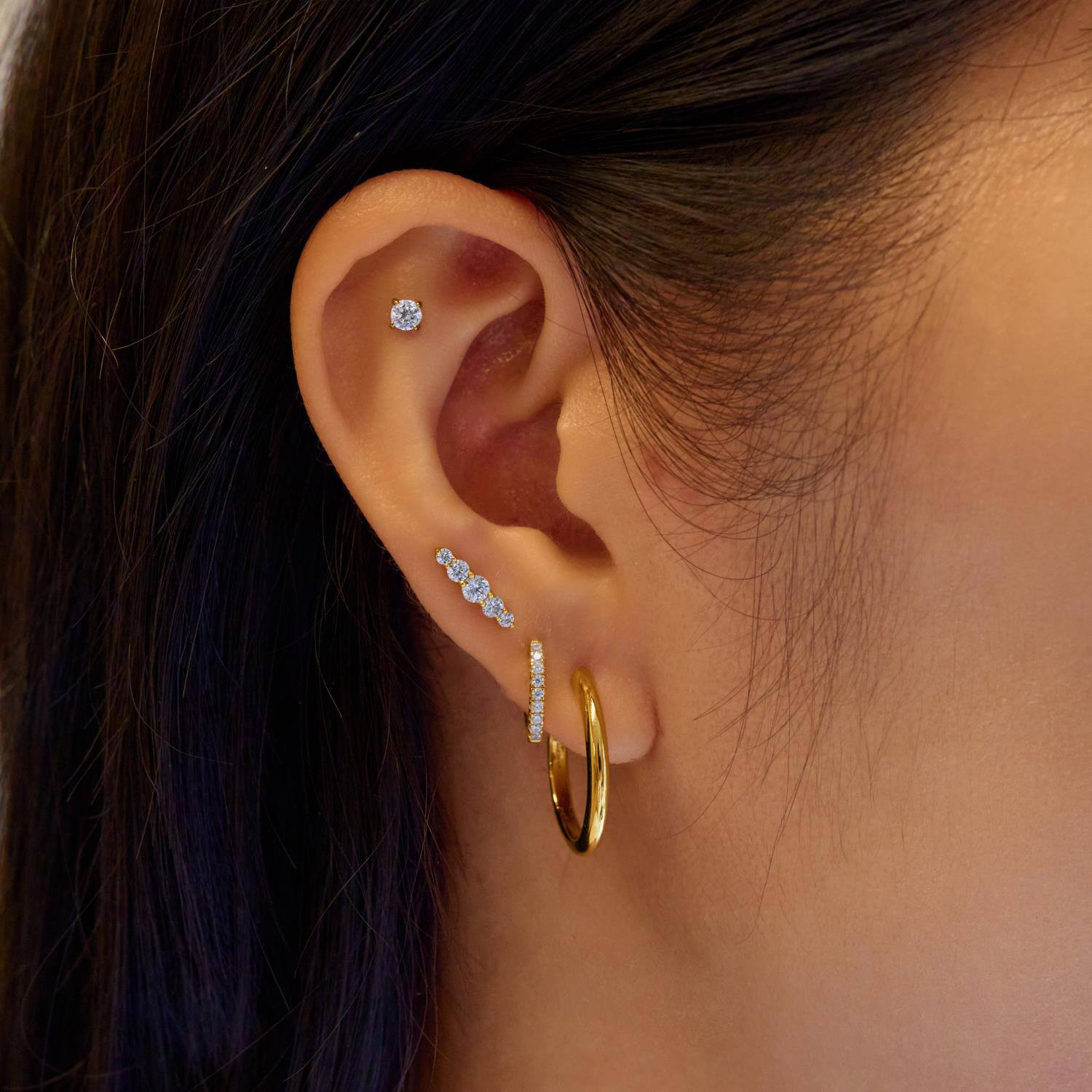  Ear Edit - Ohrstecker - Silber / 14kt GP - Zirkonia